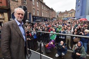 Labour leadership candidate Jeremy Corbyn speaks outside the Tyne Theatre and Opera House, Newcastle, during his campaign.